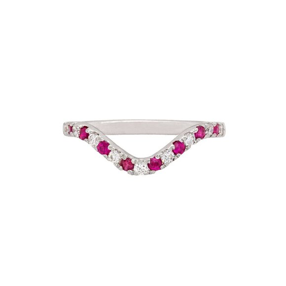 Madagascar Ruby and Natural Diamond Band in 14K Solid Gold - Picture 1 of 8